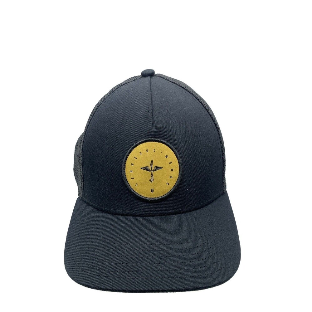 Linksoul Woods Mesh Trucker Hat Black Tan Patch Snapback Golf Cap Green